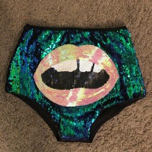 Sequin lips rave shorts